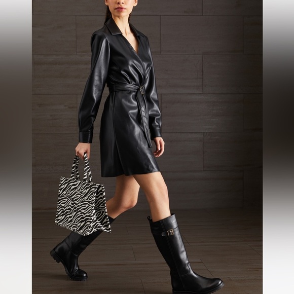 PennyBlack by Max Mara Label-cut ‘Riva’ Faux Leather Dress Size: small US4/6 - Picture 2 of 16